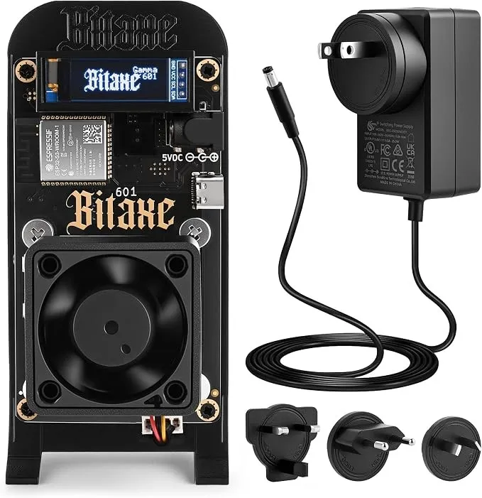 Bitaxe Gamma 601 1.2TH – Minero Bitcoin de código abierto · SHA-256 · 17W · 35 dB · Wi-Fi